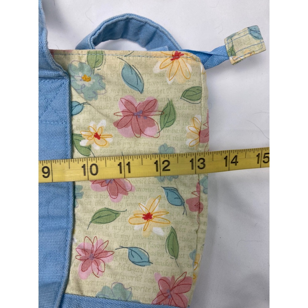 Longaberger Quilted Floral Tote Bag‎ – Blue Trim & Handles - Picture 7 of 9